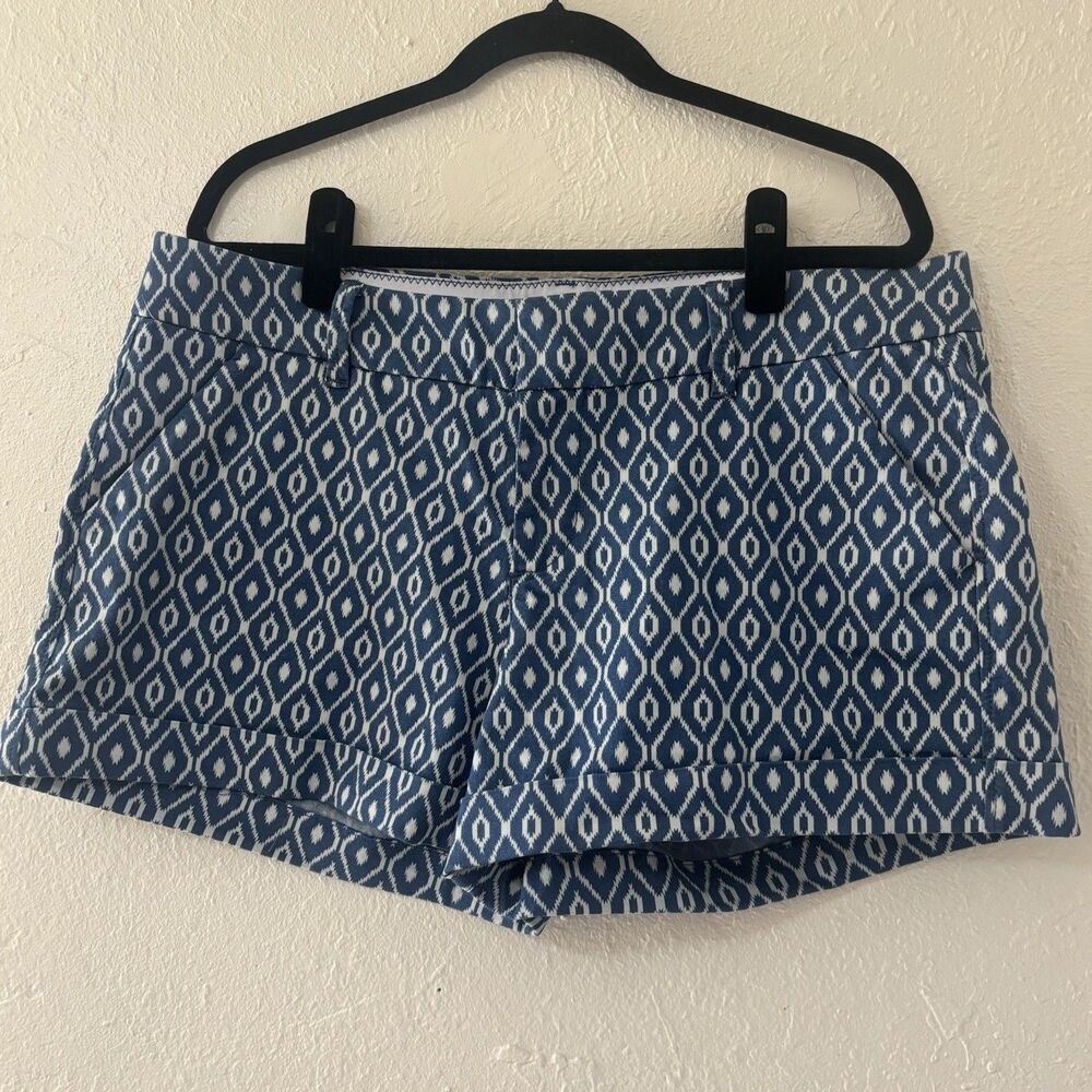 Dear John Womens 33 Stone Blue Finnegan Cuffed Shorts Stretch Diamond Aztec